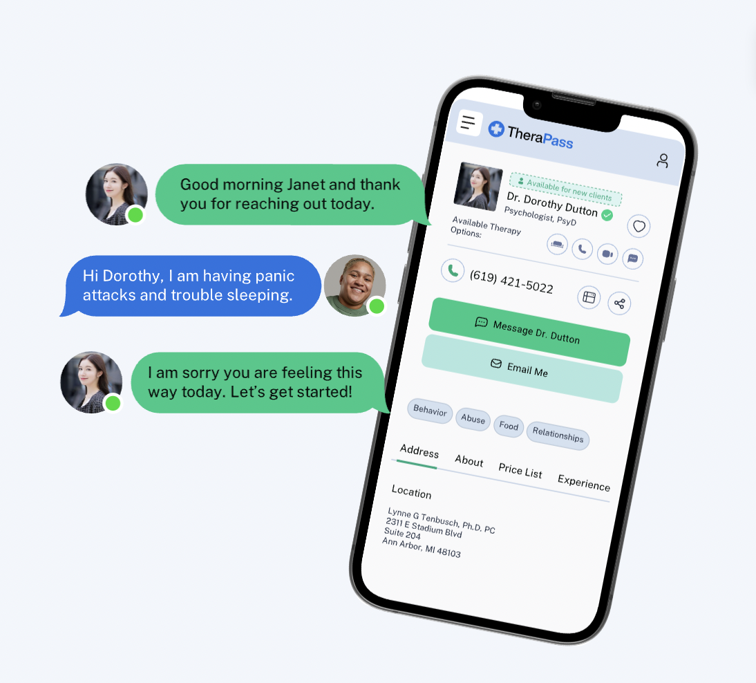Therapass - smart platform to connect a therapist and a patient.